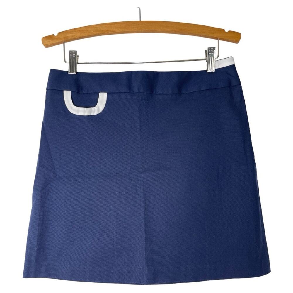 J McLaughlin blue white stretchy coastal nautical preppy skirt 10